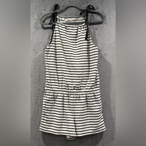 Madewell Tie Shoulder Striped Romper Women's Size M Sleeveless Shorts Stretch